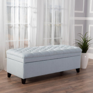 English Elm Christopher Knight Home® - Juliana Storage Ottoman - Stylish Light Blue Fabric With Hidden Storage & Extra Seating For Living Room 57741.00LSKY