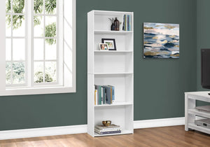 English Elm Bookshelf, Six Tier Tall White Laminate Unit for Home Office or Bedroom Storage B2710P219787