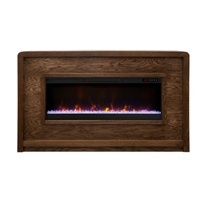 English Elm Haven 92 inch Fireplace Mantel with 42" Electric Insert, Oak Bourbon Finish, Remote & Quick Install B108P364423