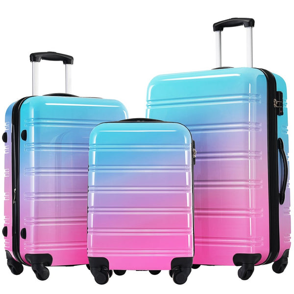 English Elm Hardshell Polycarbonate 3 Piece Luggage Set Spinner Wheels Tsa Lock Expandable Travel Blue+Red N732P184448W