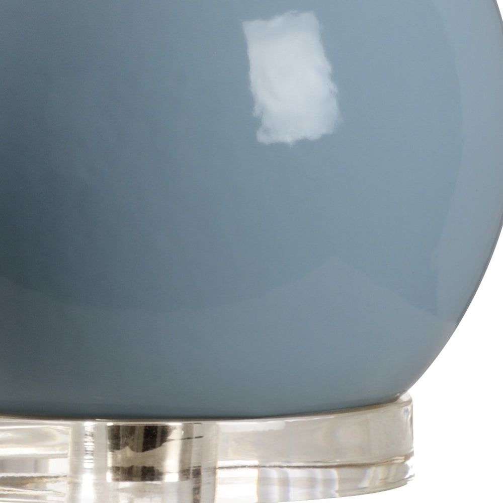 Wildwood Dharma Sky-Glazed Table Lamp With Silver-Leaf Neck, Clear Acrylic Base And Off-White Linen Shade Blue 47000