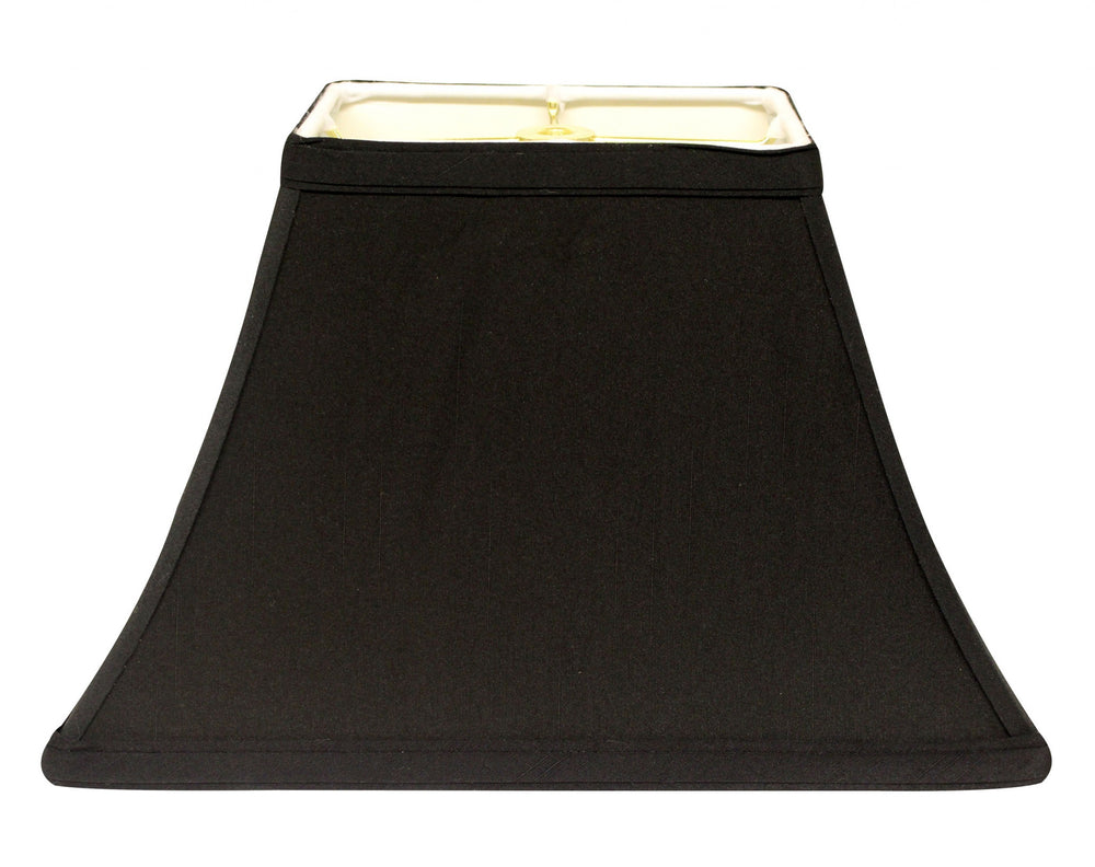 Homeroots 16" Black With White Lining Rectangle Bell Shantung Lampshade  Shantung Silk 470008