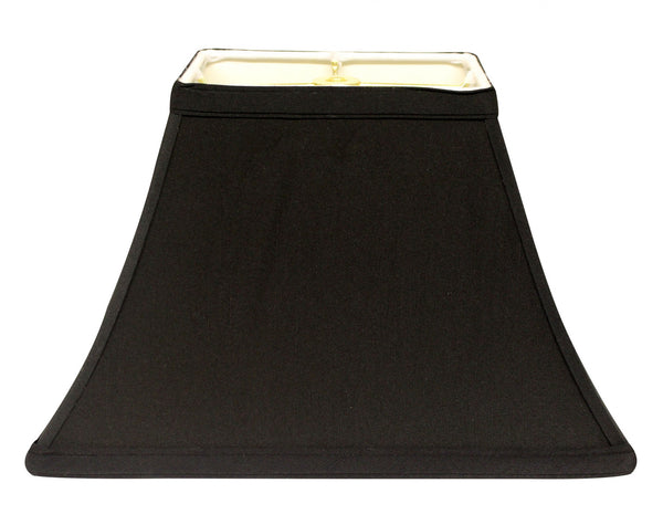 Homeroots 16" Black With White Lining Rectangle Bell Shantung Lampshade  Shantung Silk 470008
