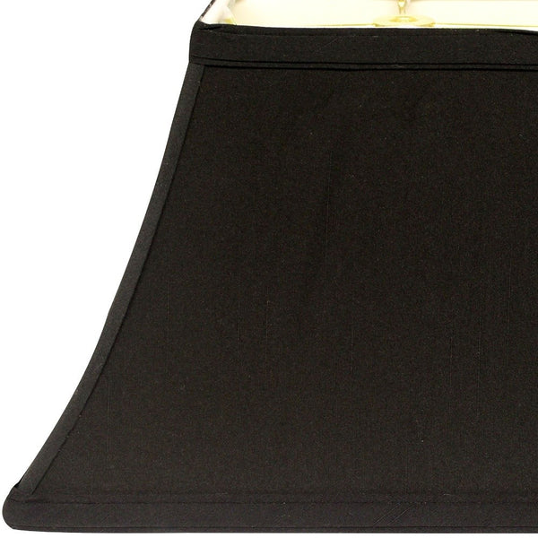 Homeroots 16" Black With White Lining Rectangle Bell Shantung Lampshade  Shantung Silk 470008