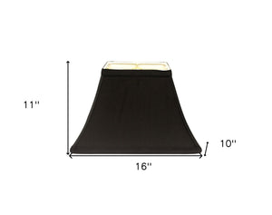 Homeroots 16" Black With White Lining Rectangle Bell Shantung Lampshade  Shantung Silk 470008
