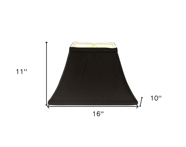 Homeroots 16" Black With White Lining Rectangle Bell Shantung Lampshade  Shantung Silk 470008