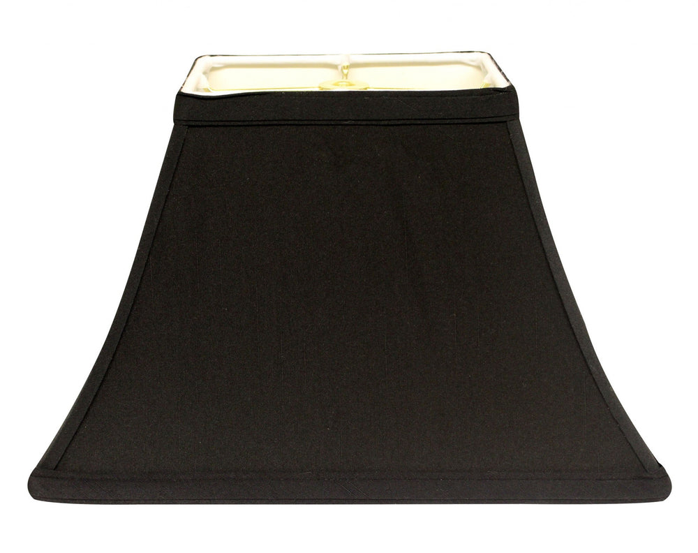 Homeroots 16" Black With White Lining Rectangle Bell Shantung Lampshade  Shantung Silk 470008