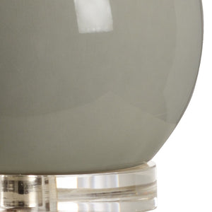 Wildwood Dharma Bottle-Style Table Lamp With Silver-Leaf Neck, Clear Acrylic Base And Linen Drum Shade Green 47001
