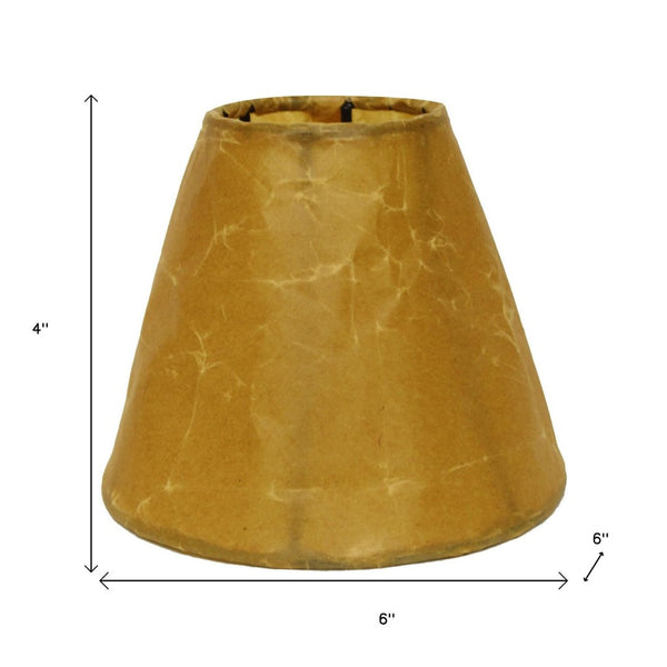 HomeRoots Brown Crinkle Oil Paper Empire Lamp Shade - Cozy Rustic Lighting for Home Décor & Easy Installation 470057