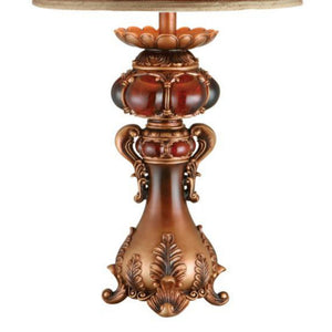 English Elm 31" 31" Tall Polyresin Table Lamp with Red Marble Accent, Two-Tone Brown Finish & Linen Shade, UL Listed, 3-Way 100W Compatible B072116194