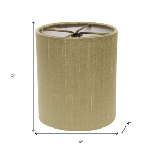 HomeRoots Gold Pongee Silk Drum Lamp Shade - Stylish Compact Clip-On Design for Mid-Century Home Decor 470069