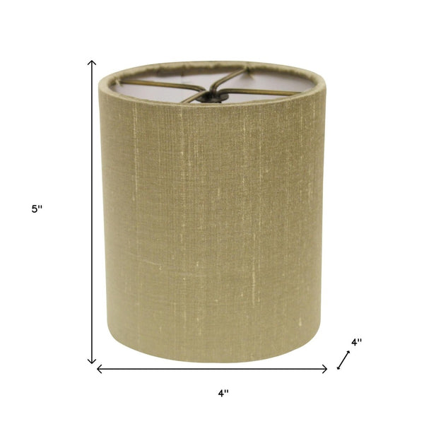 HomeRoots Gold Pongee Silk Drum Lamp Shade - Stylish Compact Clip-On Design for Mid-Century Home Decor 470069