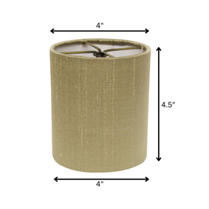 HomeRoots Gold Pongee Silk Drum Lamp Shade - Stylish Compact Clip-On Design for Mid-Century Home Decor 470069