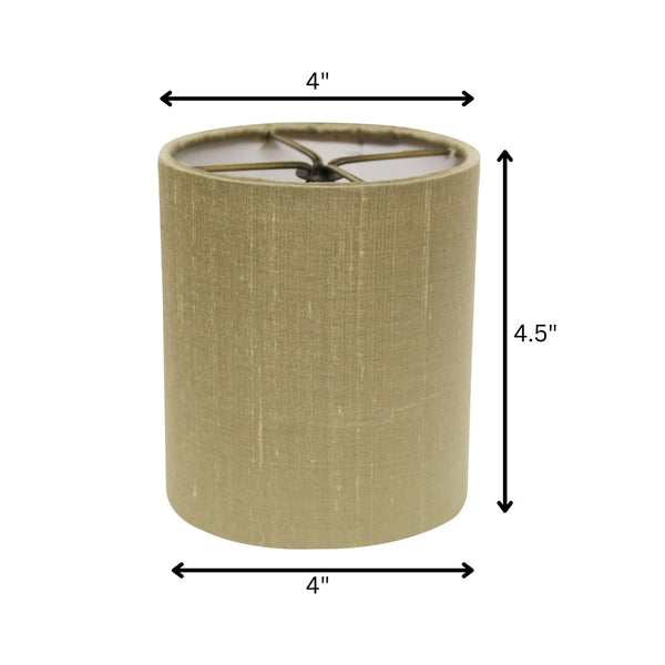 HomeRoots Gold Pongee Silk Drum Lamp Shade - Stylish Compact Clip-On Design for Mid-Century Home Decor 470069