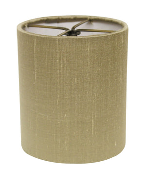 HomeRoots Gold Pongee Silk Drum Lamp Shade - Stylish Compact Clip-On Design for Mid-Century Home Decor 470069