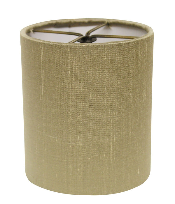 HomeRoots Gold Pongee Silk Drum Lamp Shade - Stylish Compact Clip-On Design for Mid-Century Home Decor 470069