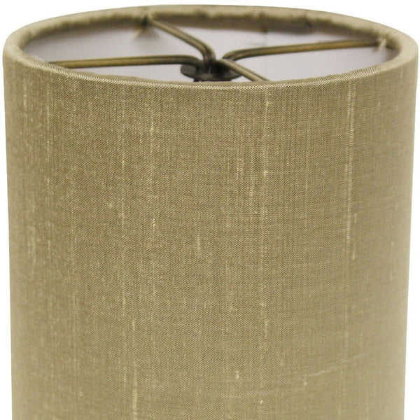 HomeRoots Gold Pongee Silk Drum Lamp Shade - Stylish Compact Clip-On Design for Mid-Century Home Decor 470069