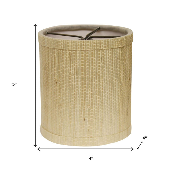 HomeRoots Ivory Grasscloth Drum Lamp Shade - Mid-Century Elegance, Soft Light Diffusion, Easy Installation 470072