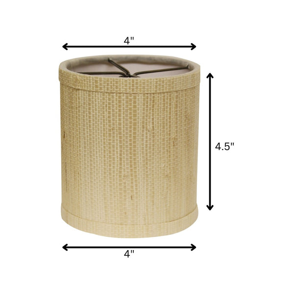 HomeRoots Ivory Grasscloth Drum Lamp Shade - Mid-Century Elegance, Soft Light Diffusion, Easy Installation 470072