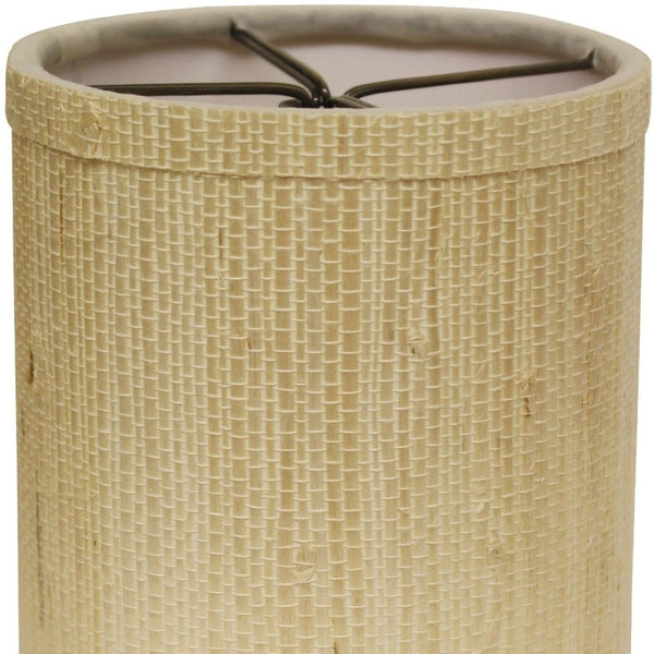 HomeRoots Ivory Grasscloth Drum Lamp Shade - Mid-Century Elegance, Soft Light Diffusion, Easy Installation 470072