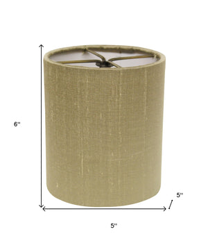 Homeroots 5" Antique Gold Set Of 6 Drum Chandelier Pongee Silk Lampshades  Pongee Silk 470077