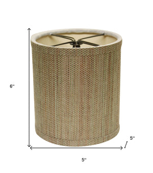 Homeroots 5" Multicolor Grasscloth Set Of 6 Drum Chandelier Grasscloth Lampshades  Grasscloth 470078