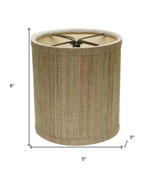 Homeroots 5" Multicolor Grasscloth Set Of 6 Drum Chandelier Grasscloth Lampshades  Grasscloth 470078