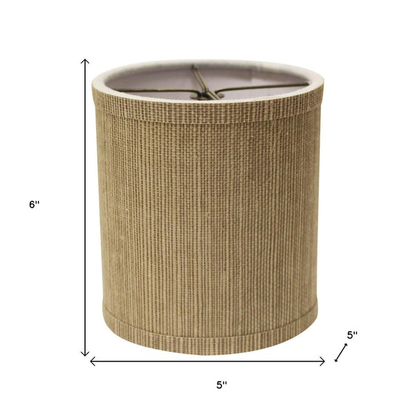 HomeRoots Taupe Grasscloth Drum Shade – Mid-Century Style Lamp Shade for Warm, Cozy Illumination in Any Room 470079