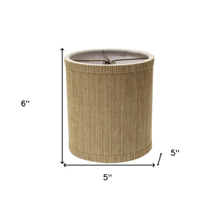 Homeroots 5" Taupe Grasscloth Set Of 6 Drum Chandelier Grasscloth Lampshades  Grasscloth 470079