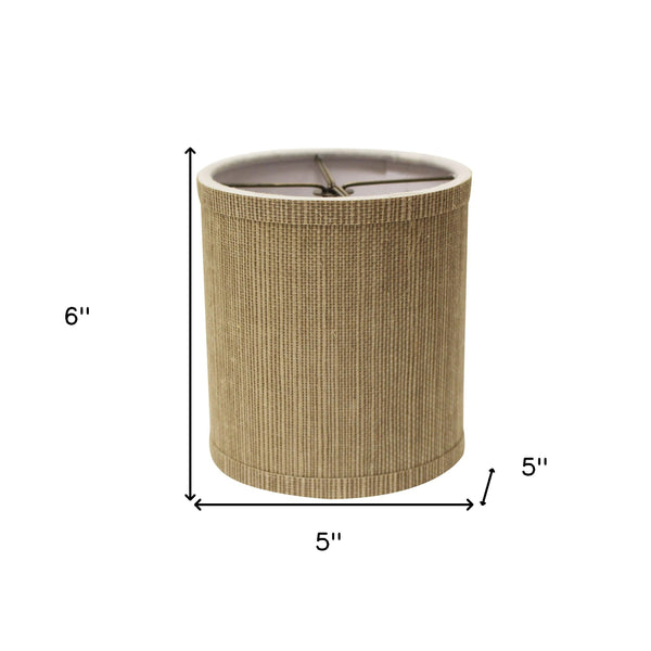 Homeroots 5" Taupe Grasscloth Set Of 6 Drum Chandelier Grasscloth Lampshades  Grasscloth 470079