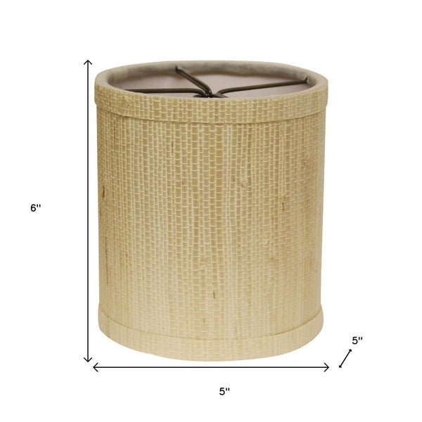 HomeRoots Ivory Grasscloth Drum Lamp Shade - Elegant Accent for Warm Ambiance in Modern & Mid-Century Spaces 470080