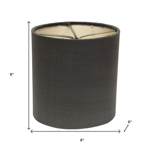 HomeRoots 6" Graphite Drum Lampshade Set of 6 - Elegant Natural Lining for Mid-Century Chandelier Styling 470082