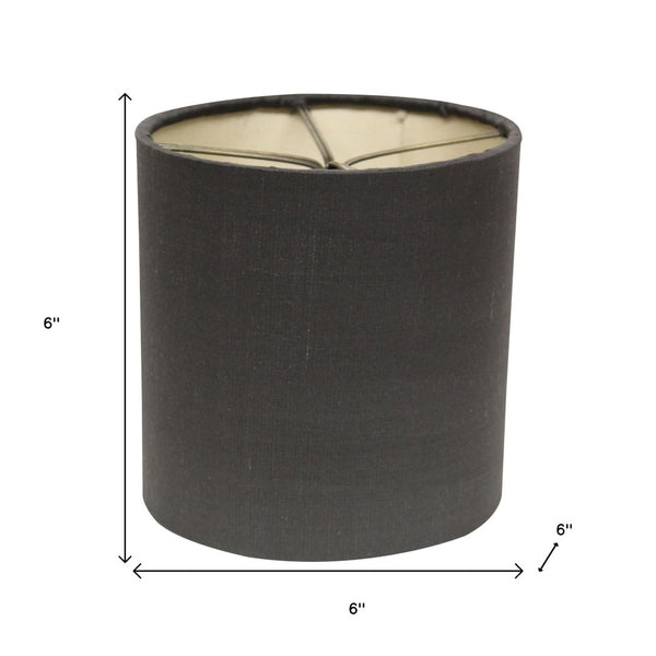 HomeRoots 6" Graphite Drum Lampshade Set of 6 - Elegant Natural Lining for Mid-Century Chandelier Styling 470082