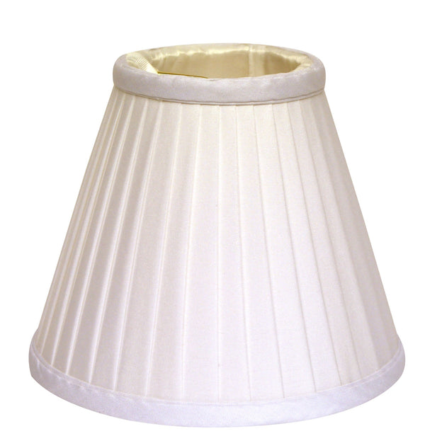 Homeroots 4" White Set Of 6 Slanted Pleat Chandelier Silk Lampshades  Silk 470085