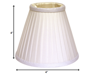 Homeroots 4" White Set Of 6 Slanted Pleat Chandelier Silk Lampshades  Silk 470085