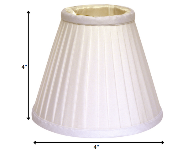Homeroots 4" White Set Of 6 Slanted Pleat Chandelier Silk Lampshades  Silk 470085