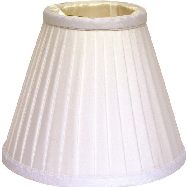 Homeroots 4" White Set Of 6 Slanted Pleat Chandelier Silk Lampshades  Silk 470085