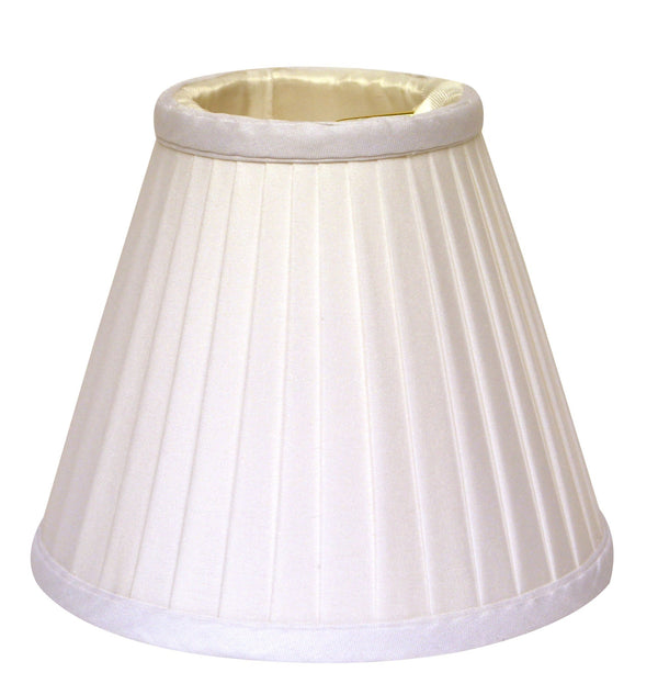 Homeroots 4" White Set Of 6 Slanted Pleat Chandelier Silk Lampshades  Silk 470088