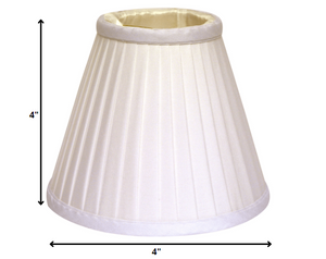 Homeroots 4" White Set Of 6 Slanted Pleat Chandelier Silk Lampshades  Silk 470088