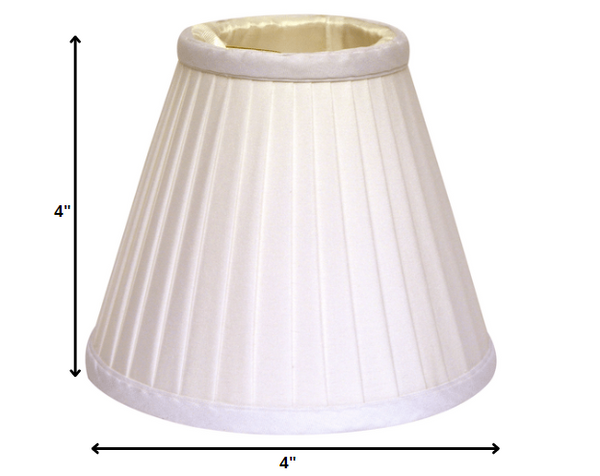 Homeroots 4" White Set Of 6 Slanted Pleat Chandelier Silk Lampshades  Silk 470088