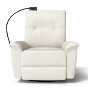 English Elm 270° Swivel Power Recliner Velvet Glider Rocker with Usb Ports for Living Room Beige W1028S00058