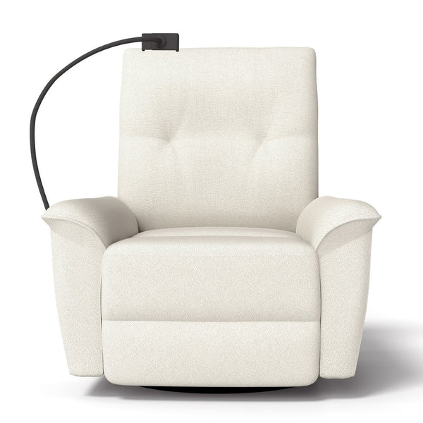 English Elm 270° Swivel Power Recliner Velvet Glider Rocker with Usb Ports for Living Room Beige W1028S00058