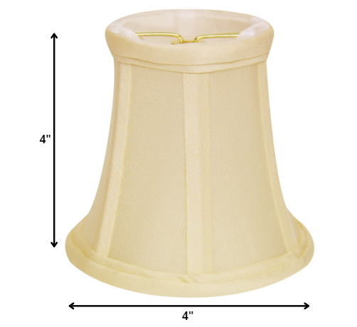 Homeroots 4" Ivory Slanted Set Of 6 Chandelier Dupioni Lampshades  Dupioni Silk 470110