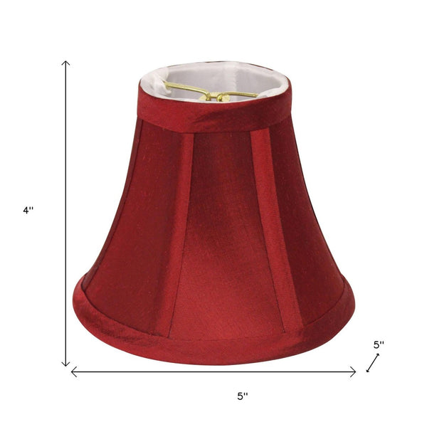 HomeRoots Red Dupioni Silk Bell Lamp Shade - Vibrant Accent for Chic Lighting, Easy Clip-On Installation, 4x5” 470116