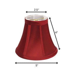 HomeRoots Red Dupioni Silk Bell Lamp Shade - Vibrant Accent for Chic Lighting, Easy Clip-On Installation, 4x5” 470116