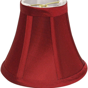 HomeRoots Red Dupioni Silk Bell Lamp Shade - Vibrant Accent for Chic Lighting, Easy Clip-On Installation, 4x5” 470116