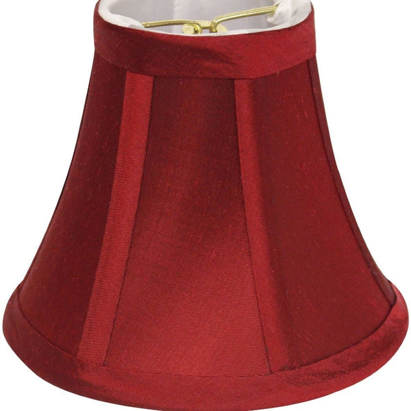 HomeRoots Red Dupioni Silk Bell Lamp Shade - Vibrant Accent for Chic Lighting, Easy Clip-On Installation, 4x5” 470116