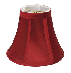 HomeRoots Red Dupioni Silk Bell Lamp Shade - Vibrant Accent for Chic Lighting, Easy Clip-On Installation, 4x5” 470116
