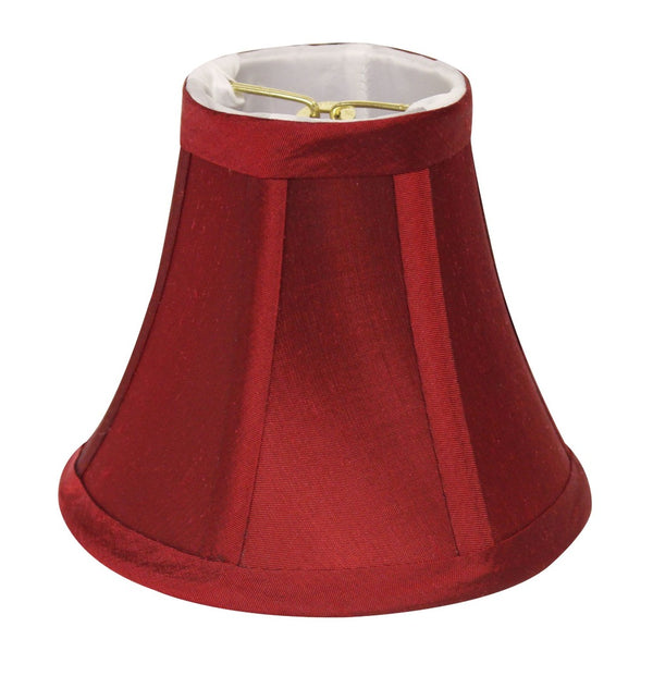 HomeRoots Red Dupioni Silk Bell Lamp Shade - Vibrant Accent for Chic Lighting, Easy Clip-On Installation, 4x5” 470116