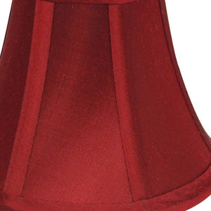 HomeRoots Red Dupioni Silk Bell Lamp Shade - Vibrant Accent for Chic Lighting, Easy Clip-On Installation, 4x5” 470116